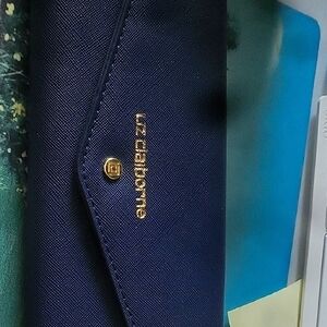 Liz Claiborne Blue Wallet with Gold Accents